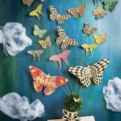 Room Accents|MacKenzie-Childs Courtly Check Butterfly Duo Wall Decor