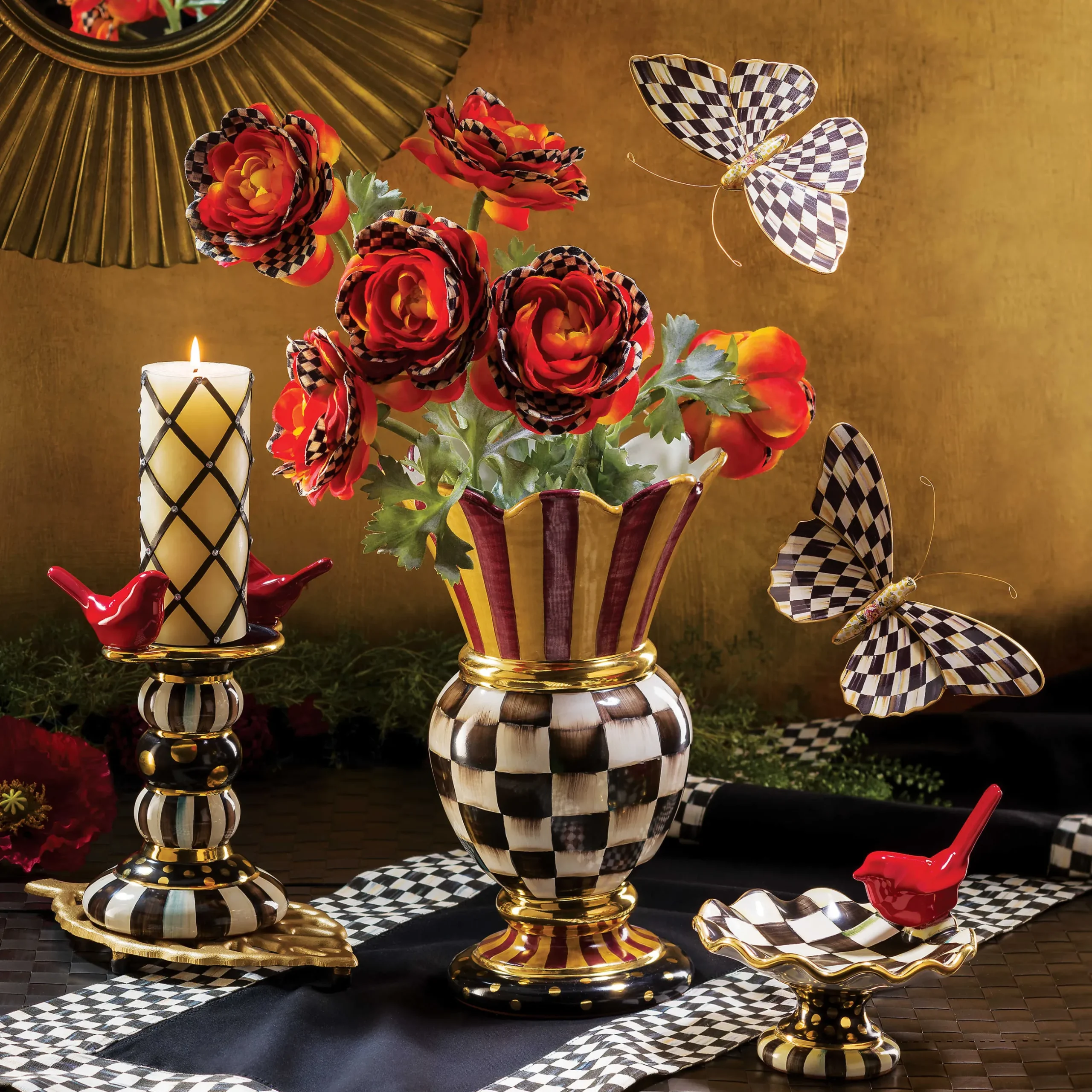 Room Accents|MacKenzie-Childs Courtly Check Butterfly Duo Wall Decor