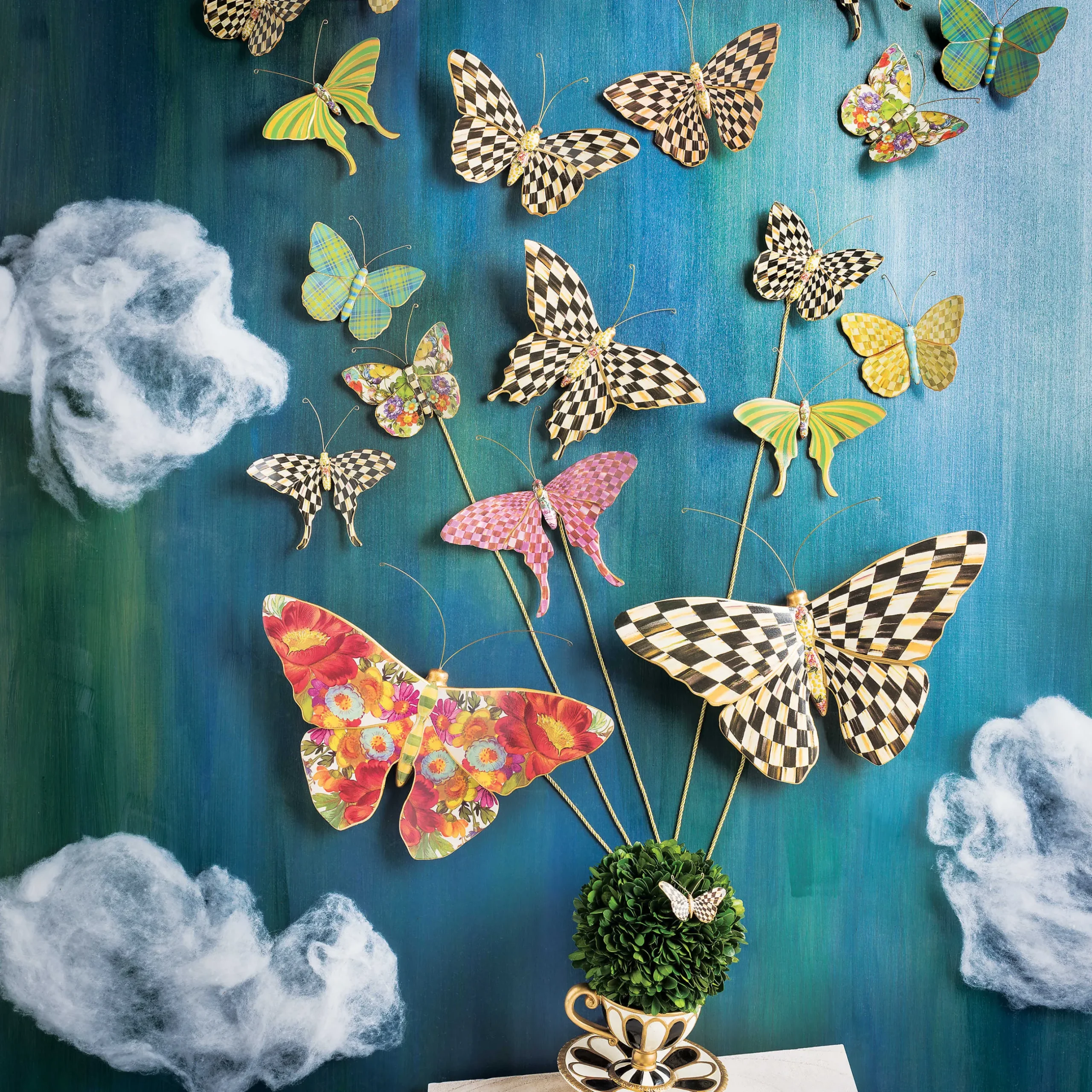 Room Accents|MacKenzie-Childs Courtly Check Butterfly Wall Decor