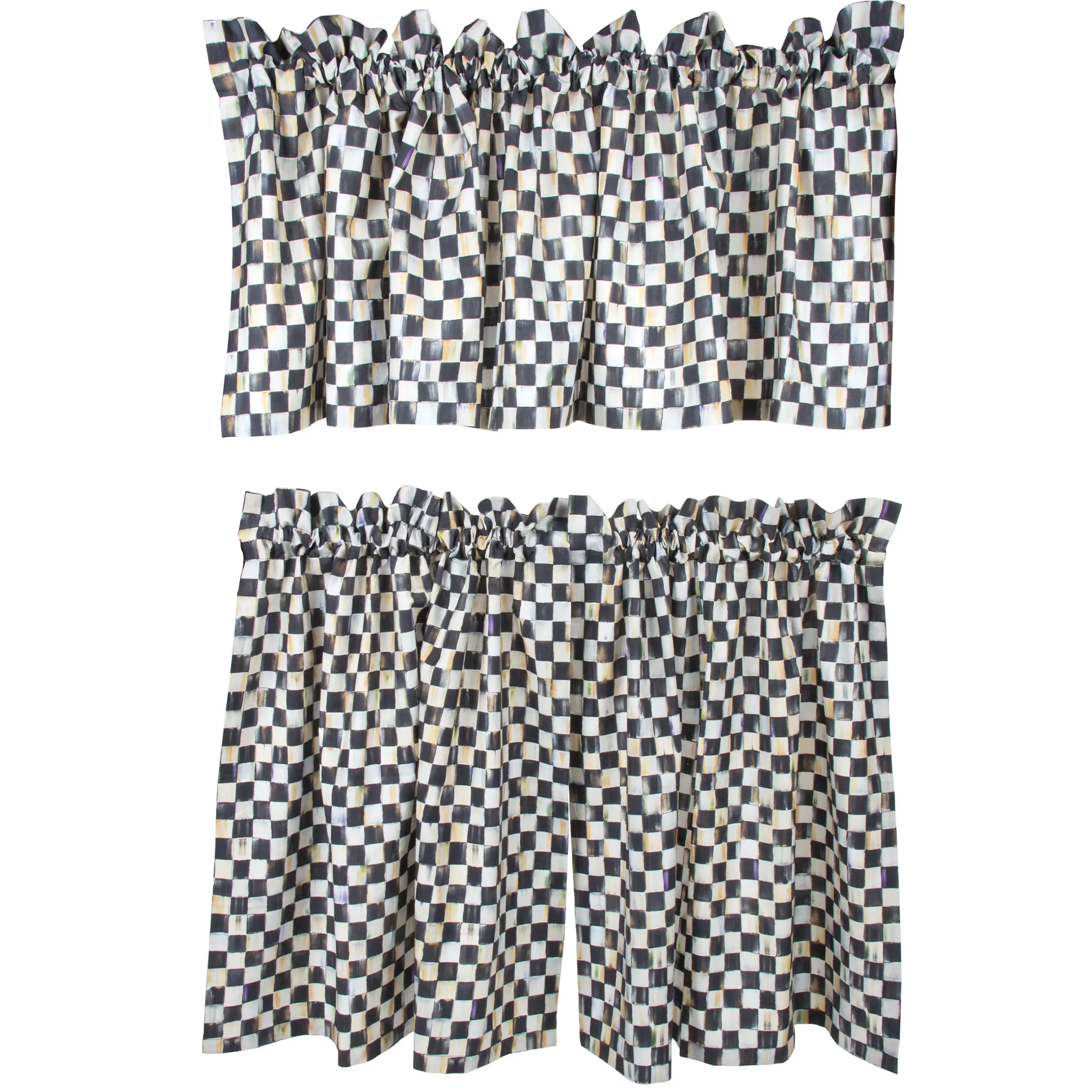 Room Accents|MacKenzie-Childs Courtly Check Cafe Curtains, Set of 2