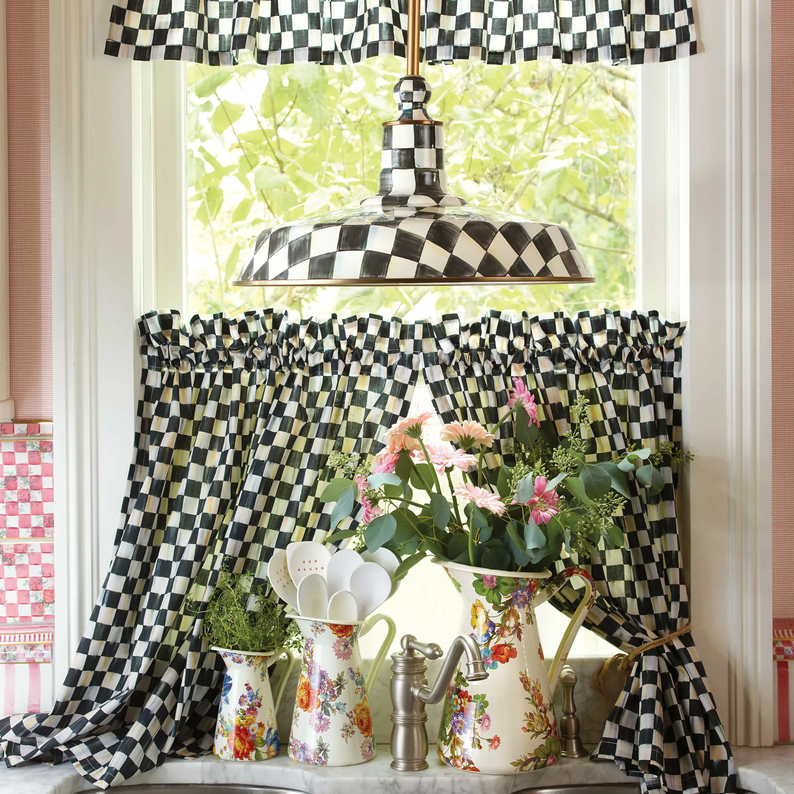 Room Accents|MacKenzie-Childs Courtly Check Cafe Valance