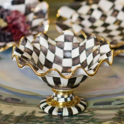 Serveware|MacKenzie-Childs Courtly Check Ceramic Compote