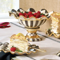 Serveware|MacKenzie-Childs Courtly Check Ceramic Compote