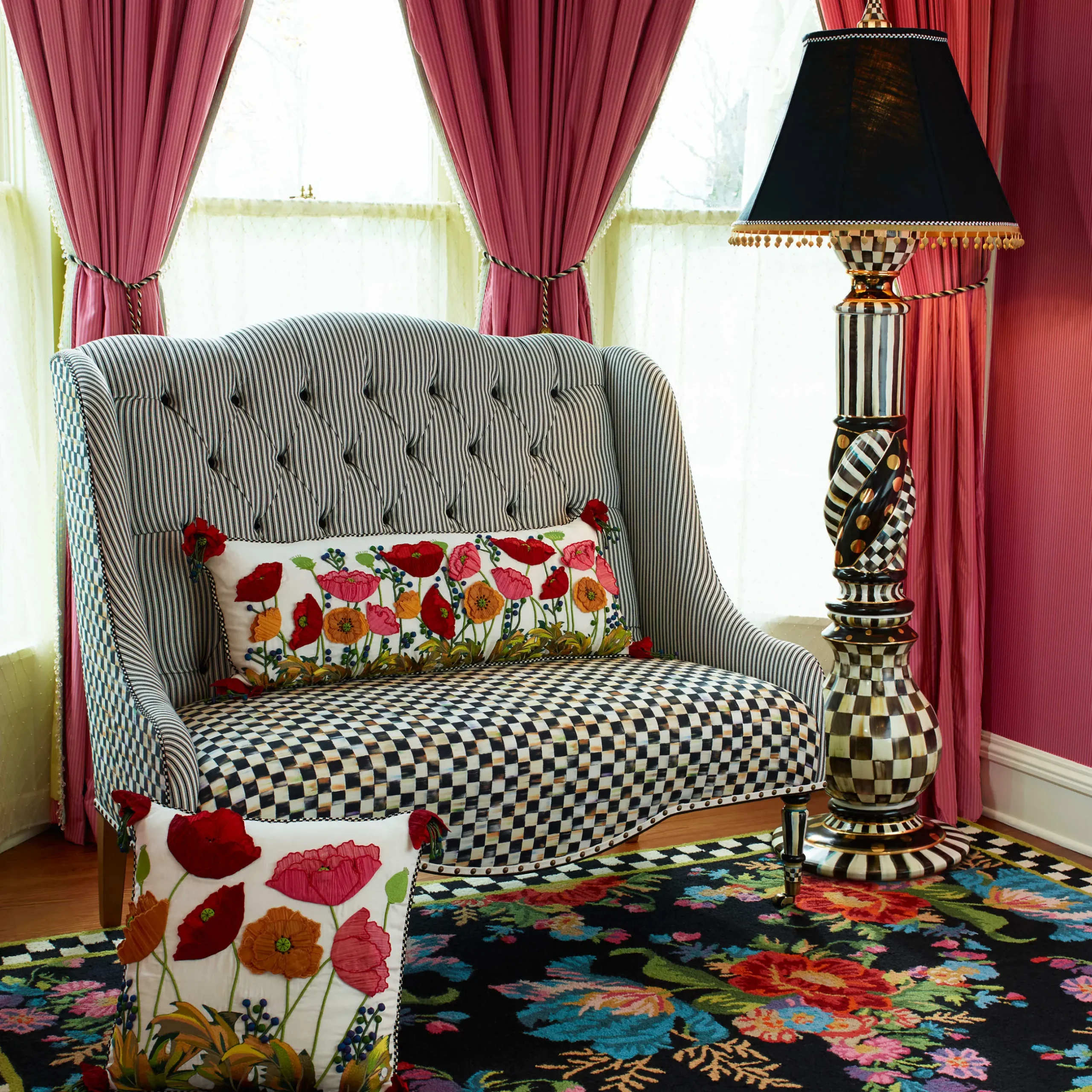 Lighting|MacKenzie-Childs Courtly Check Ceramic Floor Lamp