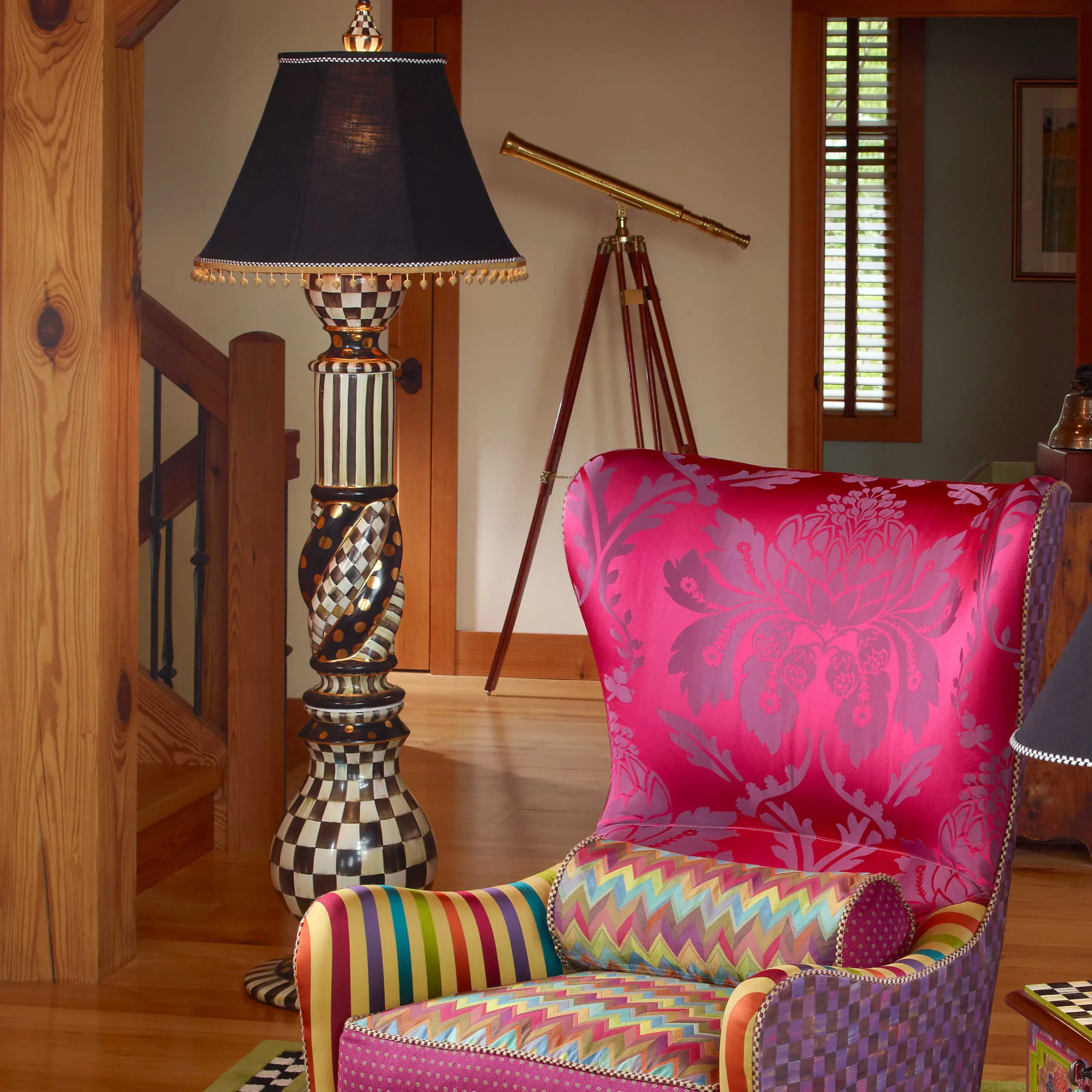 Lighting|MacKenzie-Childs Courtly Check Ceramic Floor Lamp