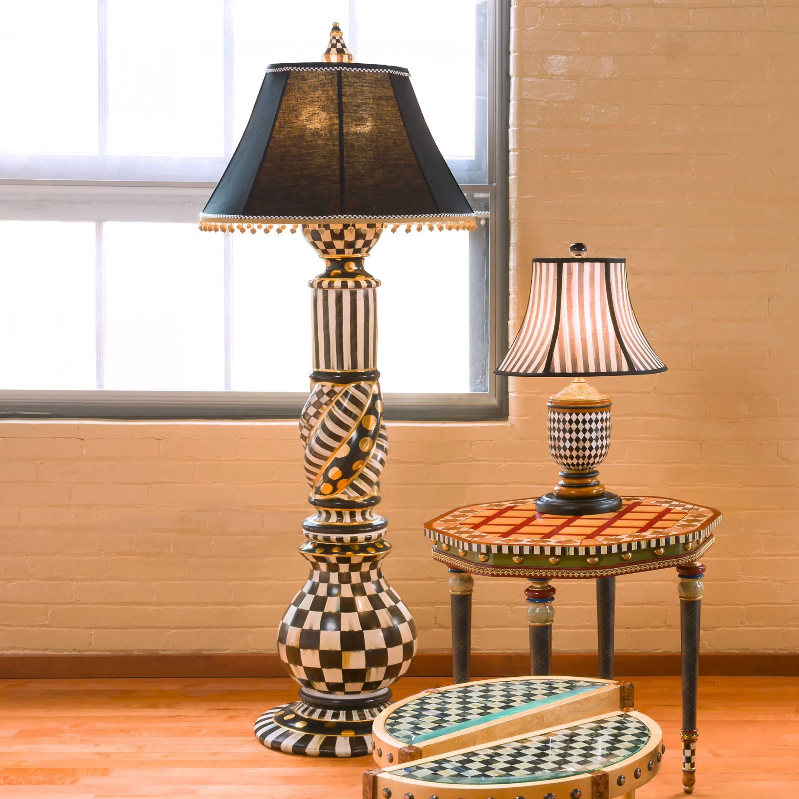 Lighting|MacKenzie-Childs Courtly Check Ceramic Floor Lamp
