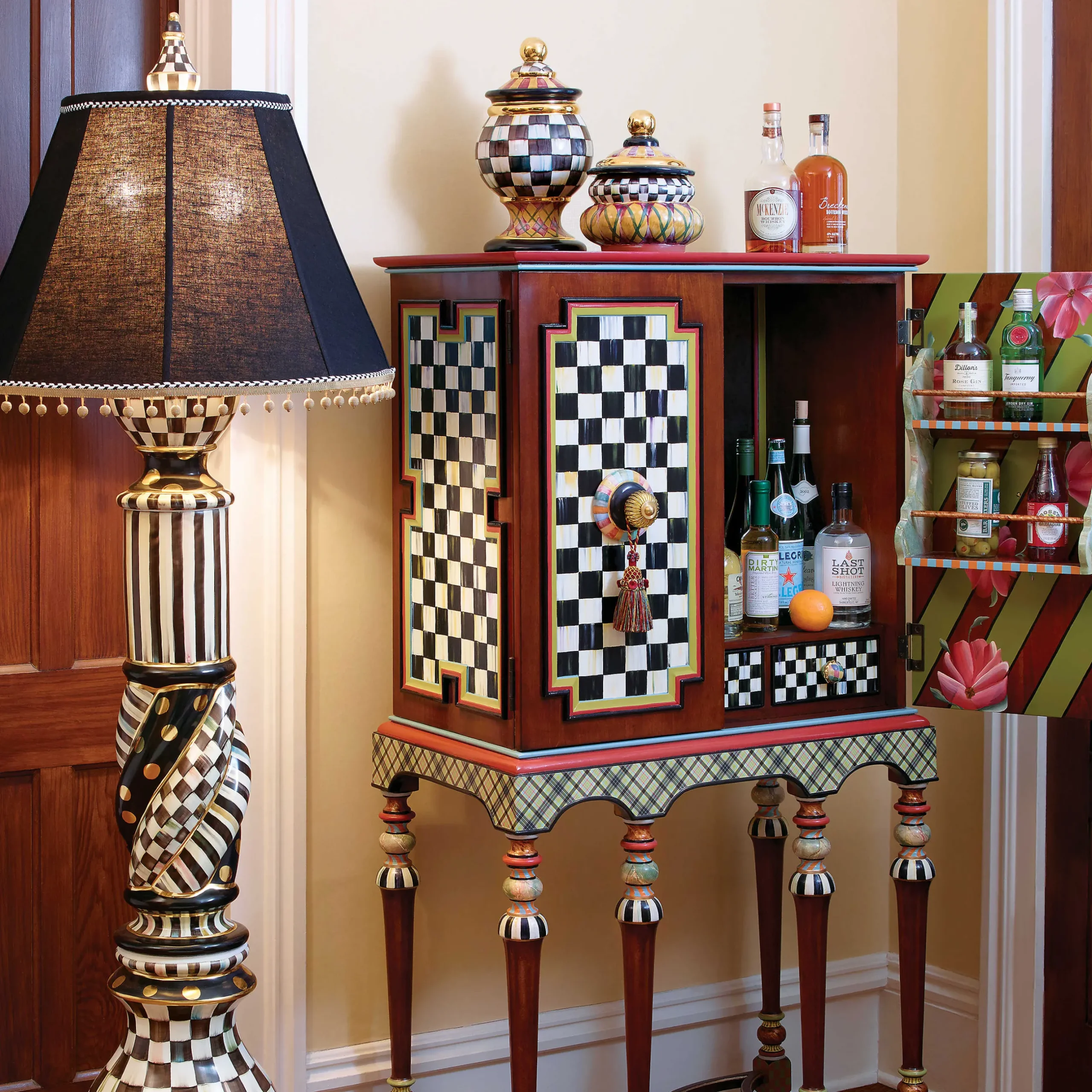Lighting|MacKenzie-Childs Courtly Check Ceramic Floor Lamp