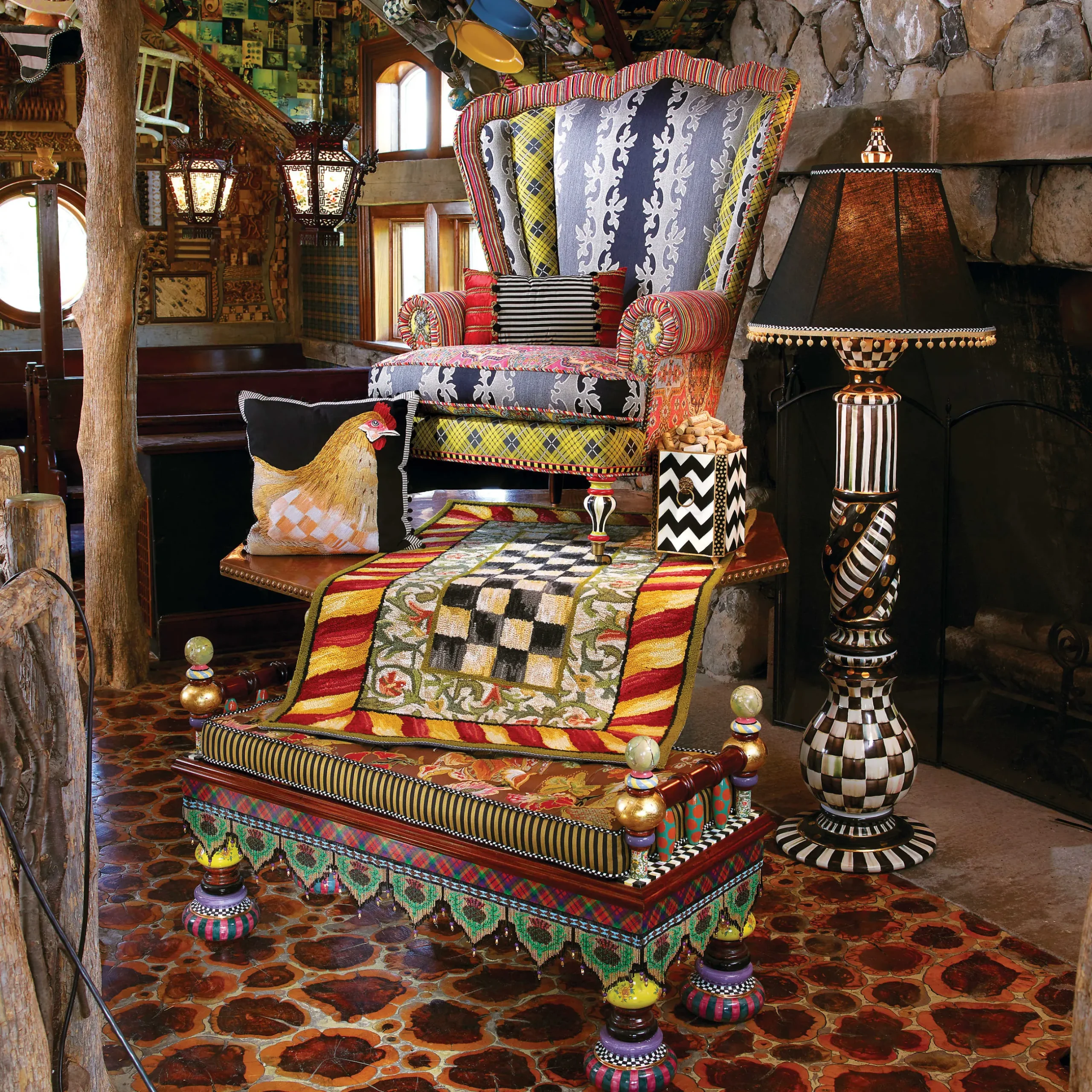 Lighting|MacKenzie-Childs Courtly Check Ceramic Floor Lamp