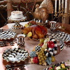 Serveware|MacKenzie-Childs Courtly Check Ceramic Fluted Cake Stand