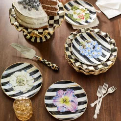 Dinnerware & Flatware|MacKenzie-Childs Courtly Check Ceramic Fluted Dessert Plate