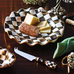Dinnerware & Flatware|MacKenzie-Childs Courtly Check Ceramic Fluted Dessert Plate