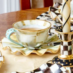 Dinnerware & Flatware|MacKenzie-Childs Courtly Check Ceramic Fluted Dessert Plate