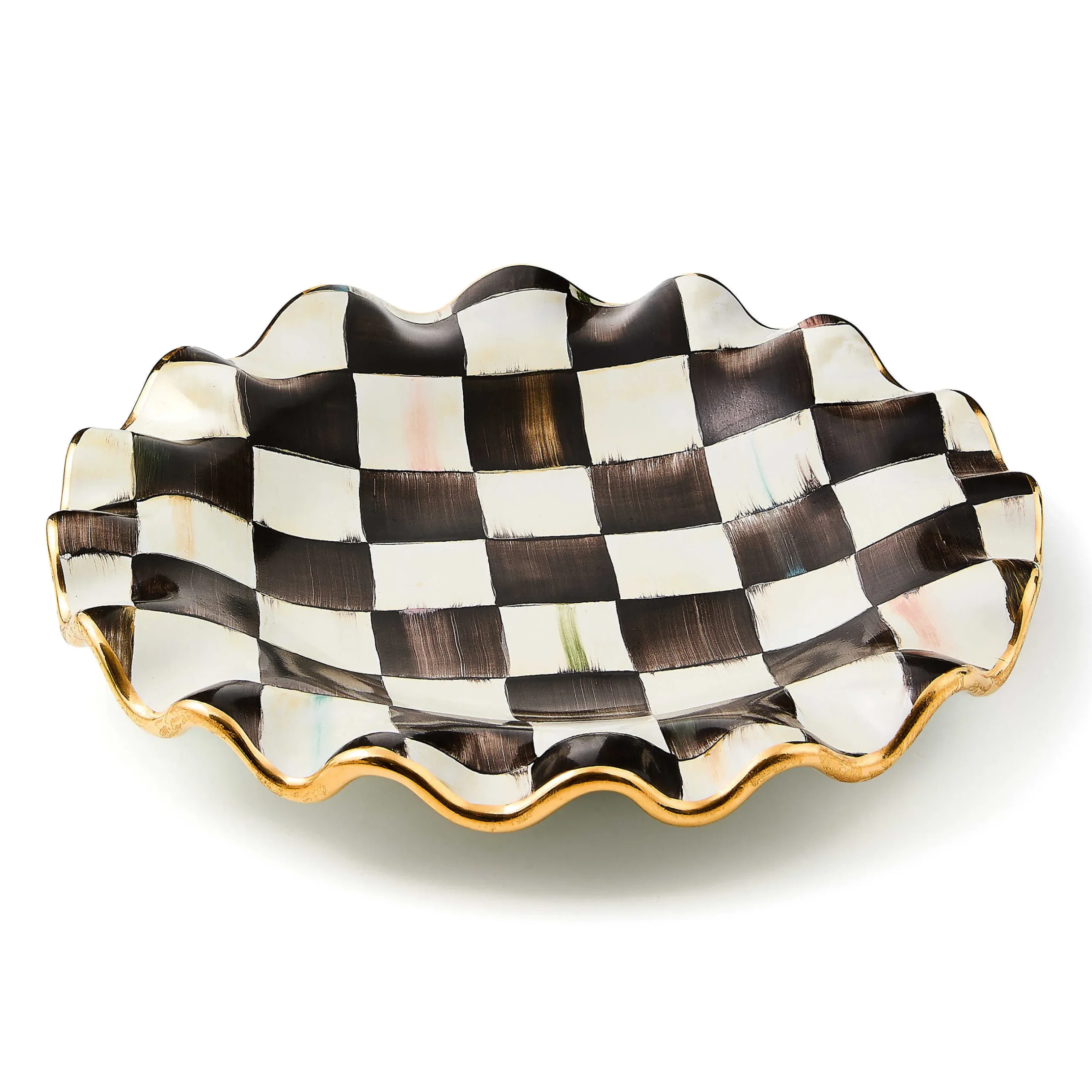 Dinnerware & Flatware|MacKenzie-Childs Courtly Check Ceramic Fluted Dinner Plate