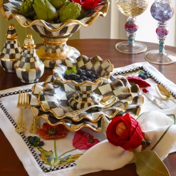 Dinnerware & Flatware|MacKenzie-Childs Courtly Check Ceramic Fluted Dinner Plate