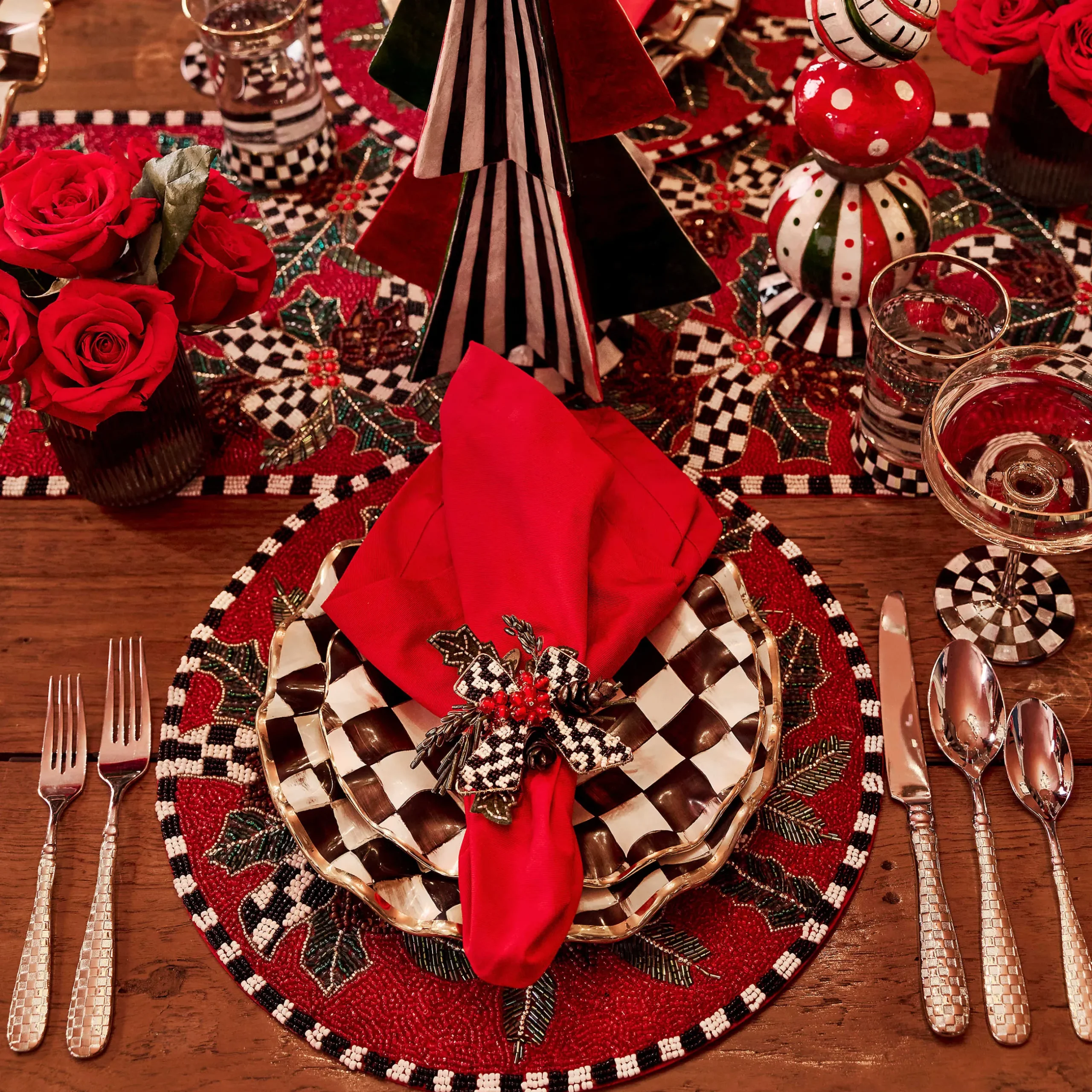 Dinnerware & Flatware|MacKenzie-Childs Courtly Check Ceramic Fluted Dinner Plate