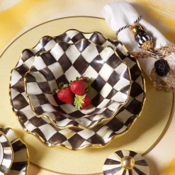 Dinnerware & Flatware|MacKenzie-Childs Courtly Check Ceramic Fluted Breakfast Bowl