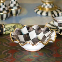 Dinnerware & Flatware|MacKenzie-Childs Courtly Check Ceramic Fluted Breakfast Bowl