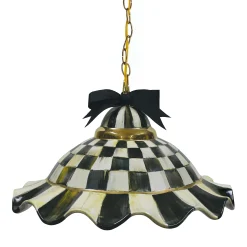 Lighting|MacKenzie-Childs Courtly Check Ceramic Fluted Hanging Lamp