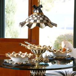 Lighting|MacKenzie-Childs Courtly Check Ceramic Fluted Hanging Lamp