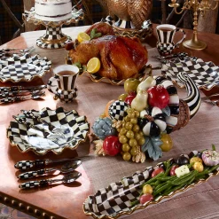 Serveware|MacKenzie-Childs Courtly Check Ceramic Hors d'Oeuvre Tray