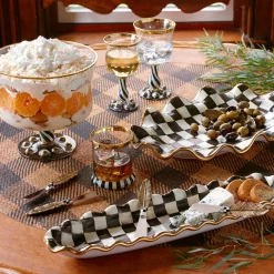 Serveware|MacKenzie-Childs Courtly Check Ceramic Hors d'Oeuvre Tray