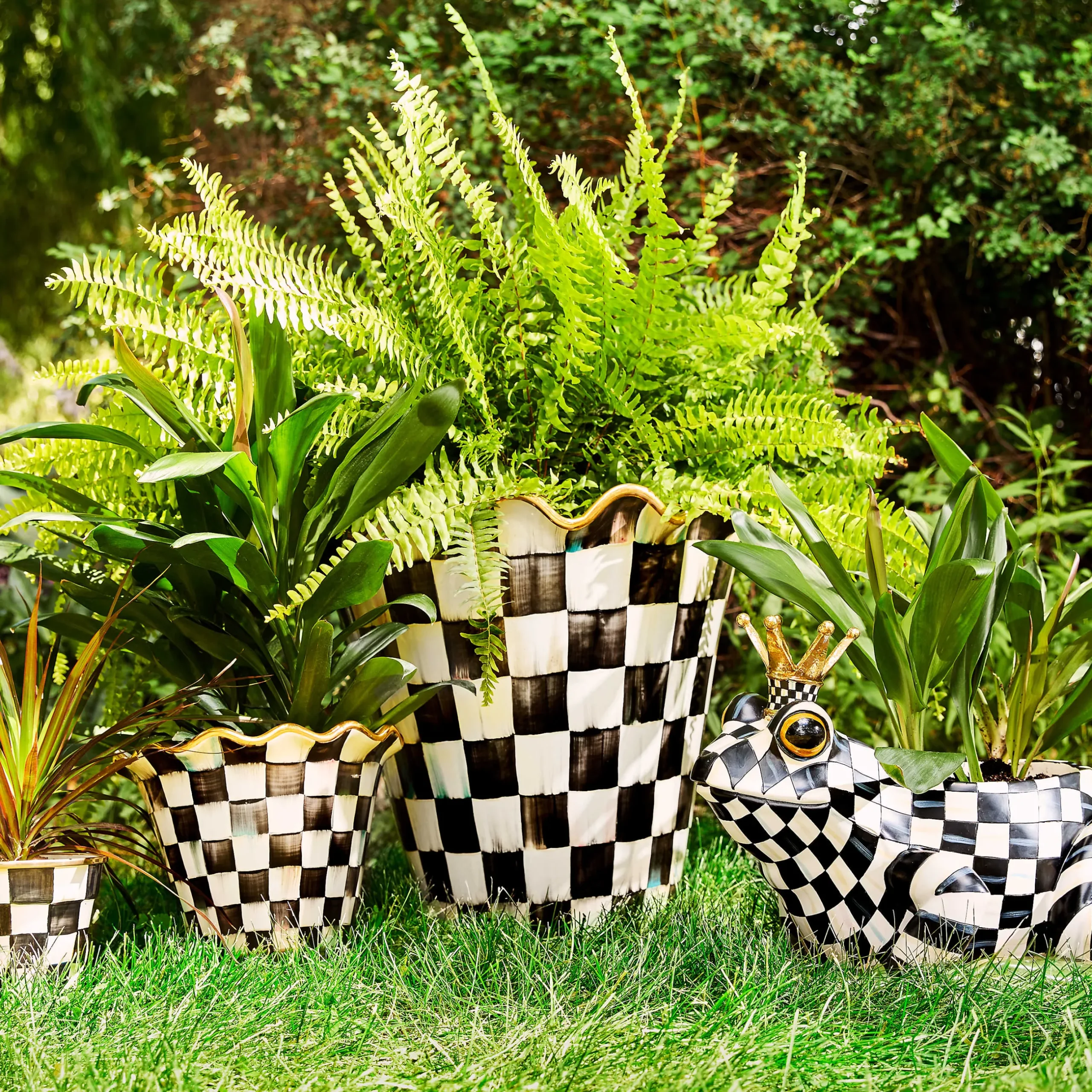 Outdoor|MacKenzie-Childs Courtly Check Ceramic Jumbo Garden Pot