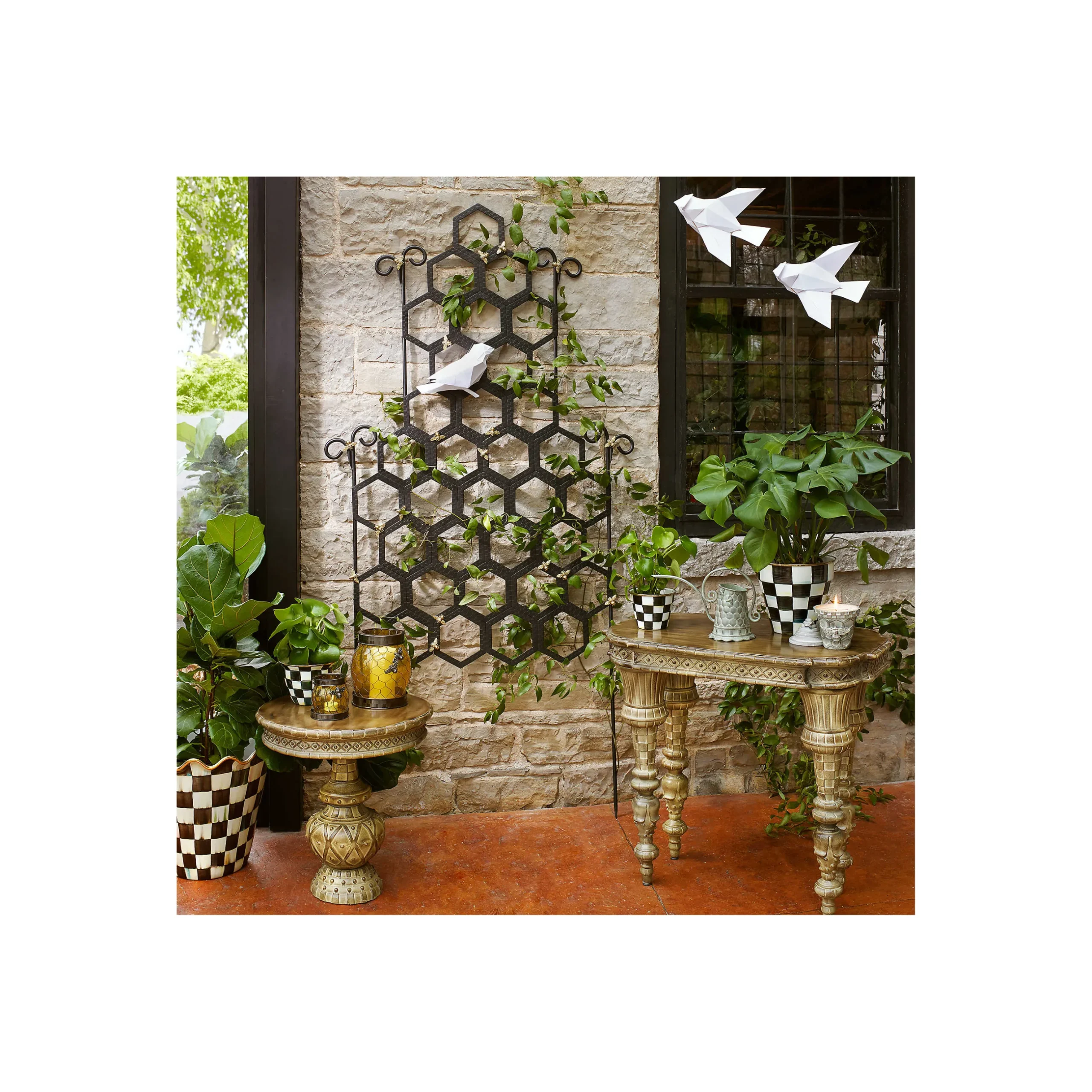 Outdoor|MacKenzie-Childs Courtly Check Ceramic Jumbo Garden Pot