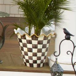 Outdoor|MacKenzie-Childs Courtly Check Ceramic Jumbo Garden Pot