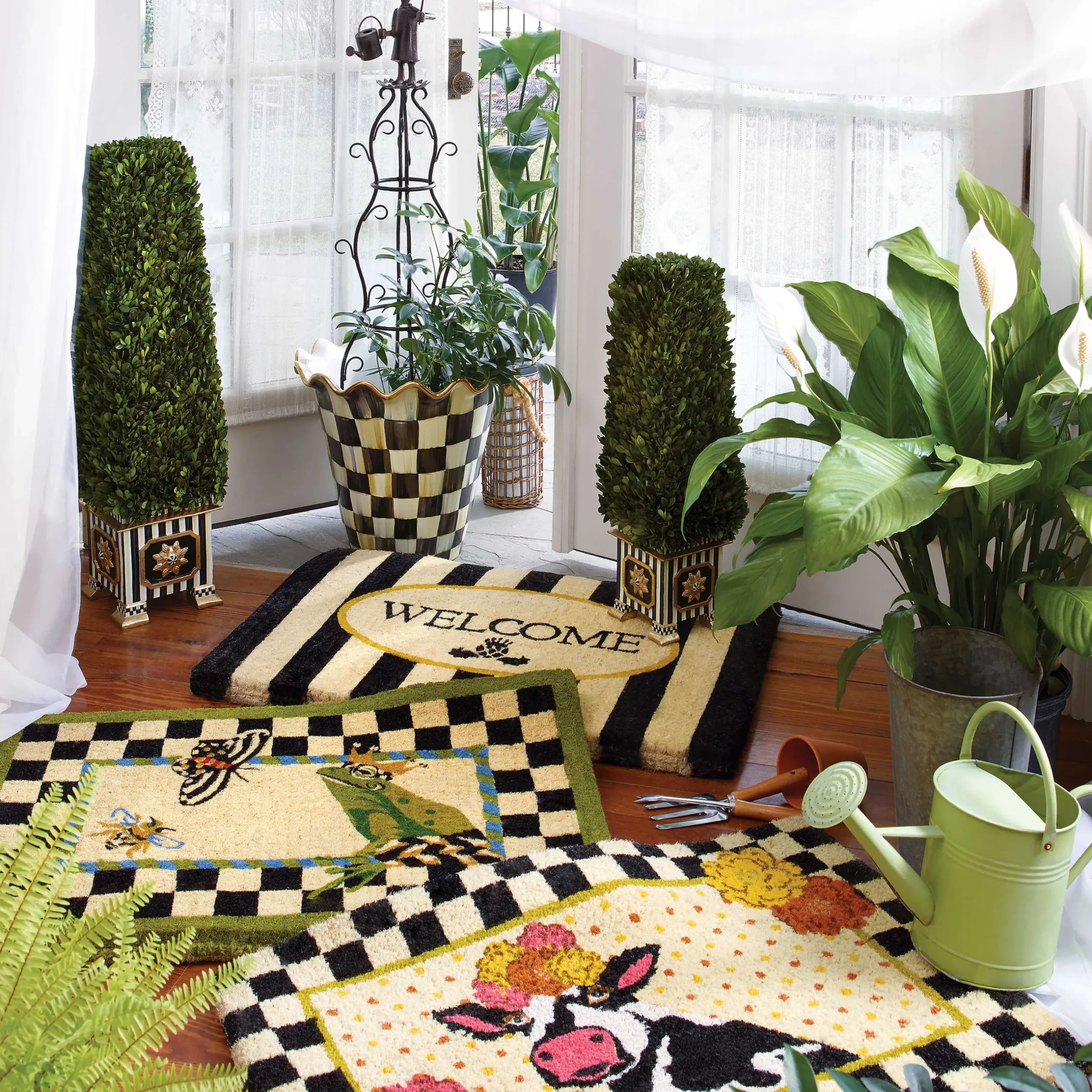 Outdoor|MacKenzie-Childs Courtly Check Ceramic Jumbo Garden Pot