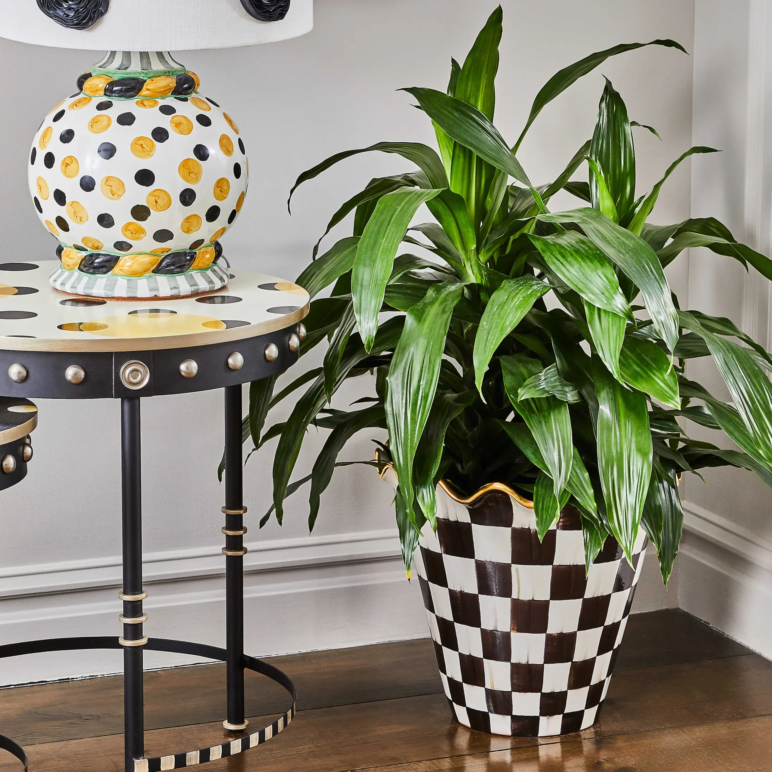 Outdoor|MacKenzie-Childs Courtly Check Ceramic Jumbo Garden Pot