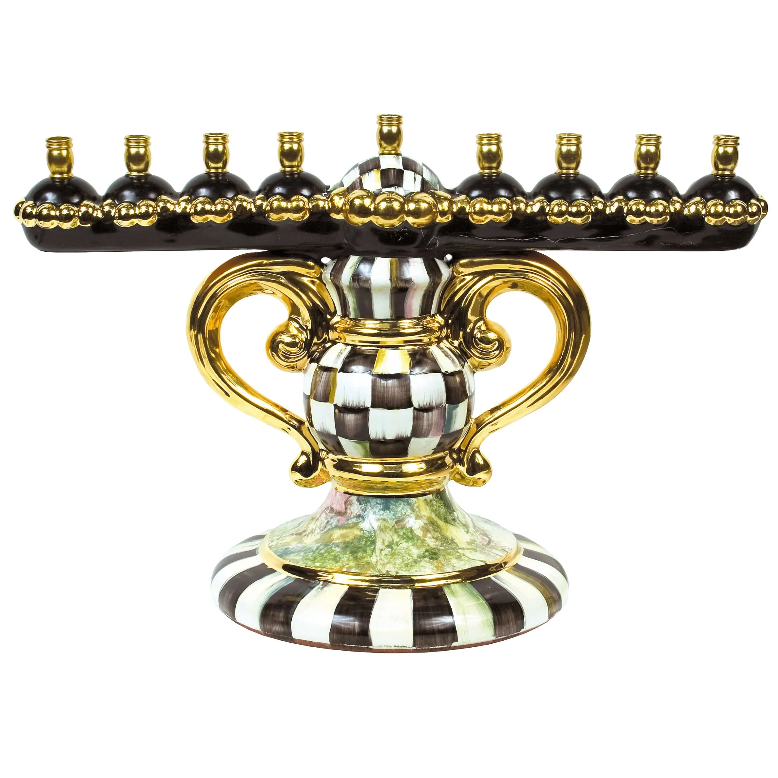 Holiday|MacKenzie-Childs Courtly Check Ceramic Menorah