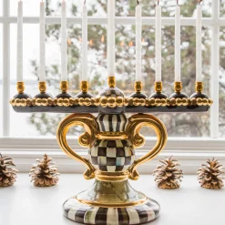 Holiday|MacKenzie-Childs Courtly Check Ceramic Menorah