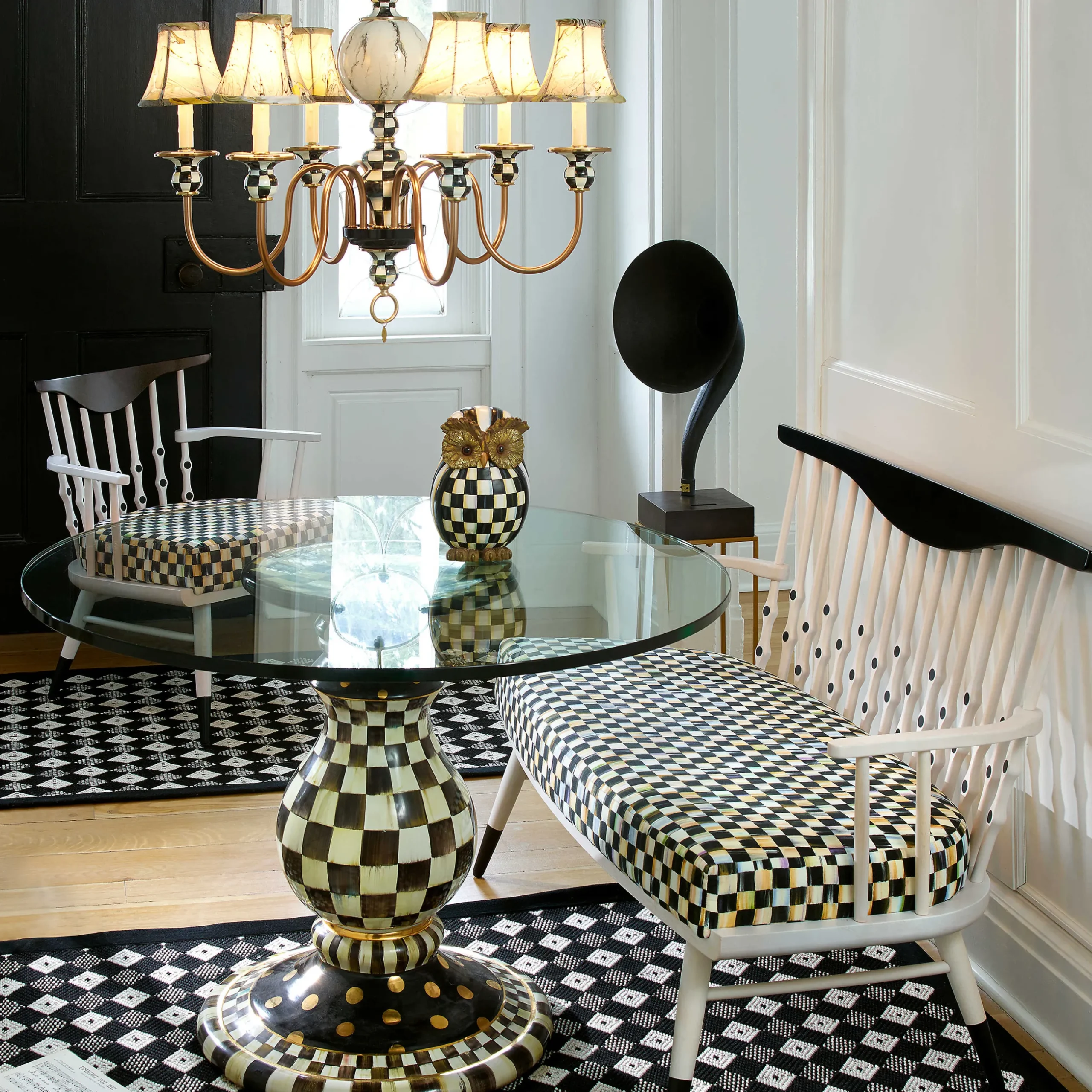Dining Room & Kitchen|MacKenzie-Childs Courtly Check Ceramic Pedestal Table Base