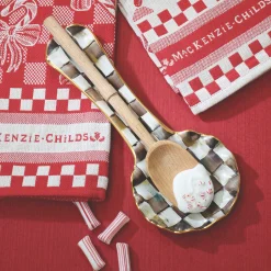 Kitchen Utensils & Tools|MacKenzie-Childs Courtly Check Ceramic Spoon Rest