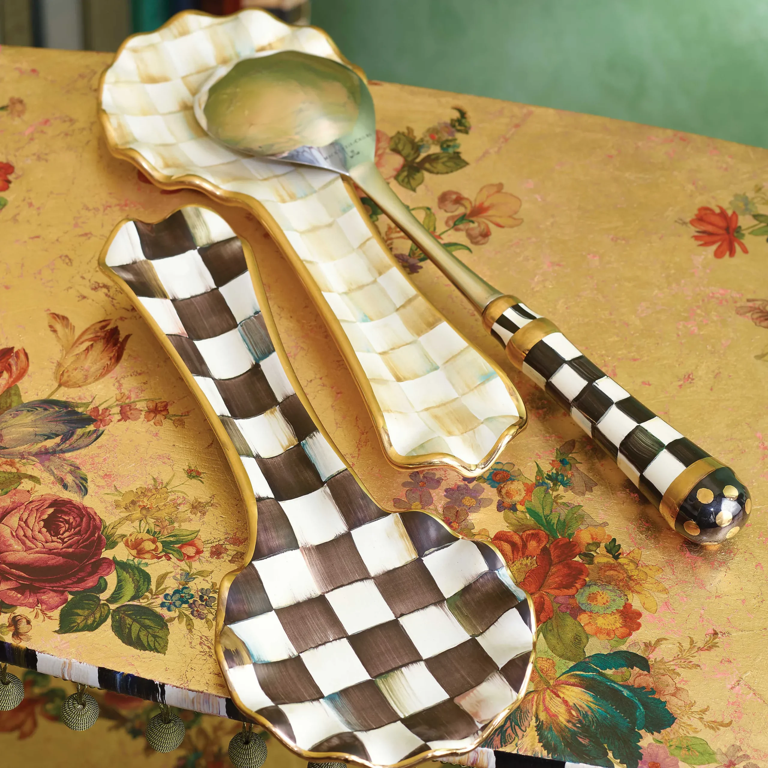 Kitchen Utensils & Tools|MacKenzie-Childs Courtly Check Ceramic Spoon Rest