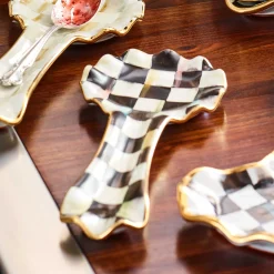 Kitchen Utensils & Tools|MacKenzie-Childs Courtly Check Ceramic Spoon Rest