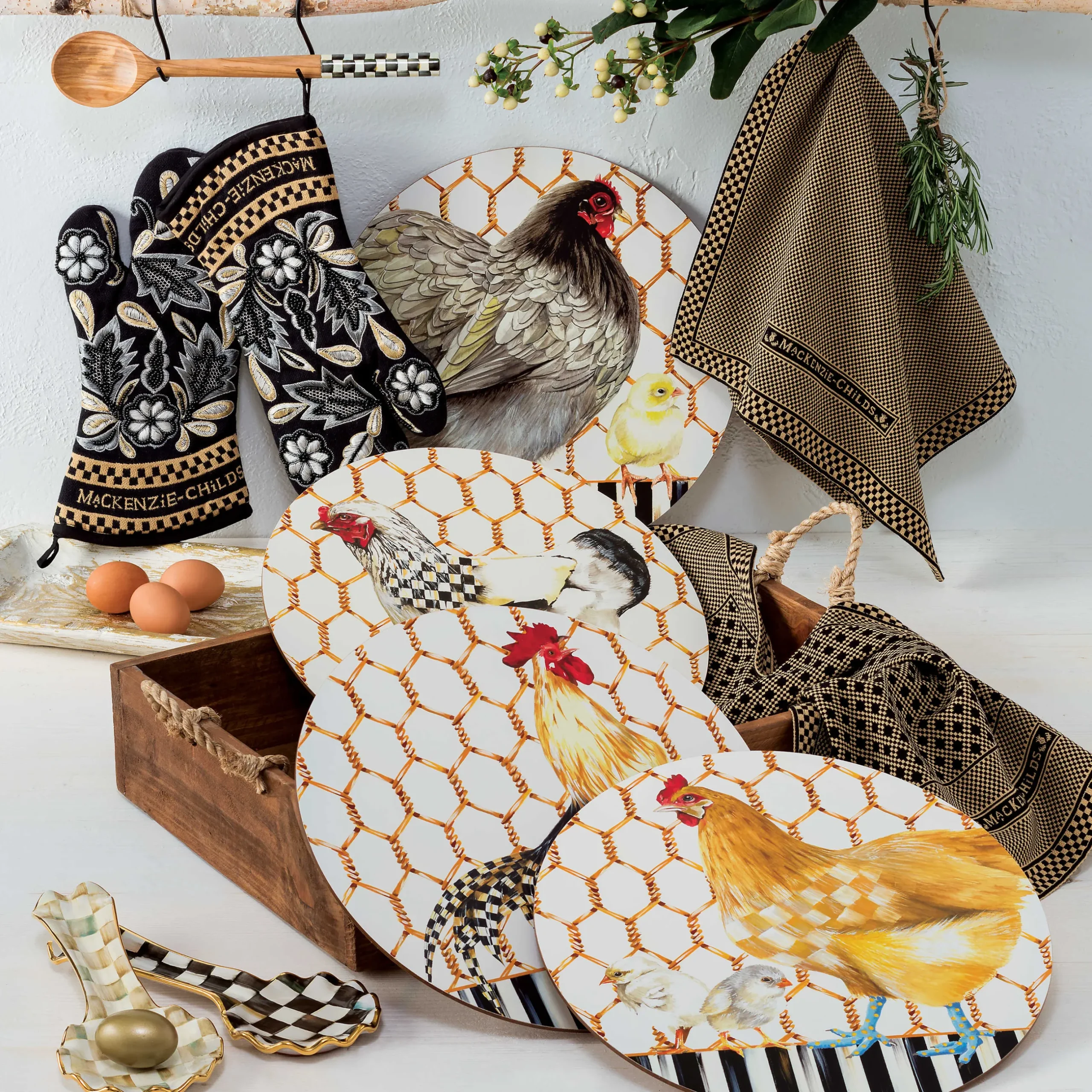 Kitchen Utensils & Tools|MacKenzie-Childs Courtly Check Ceramic Spoon Rest