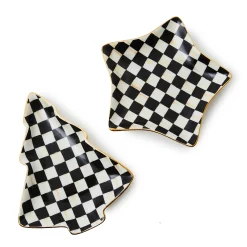 Holiday|Decor Sets|MacKenzie-Childs Courtly Check Ceramic Star  Tree Trinket Trays, Set of 2