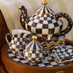 The Coffee Shop|Serveware|MacKenzie-Childs Courtly Check Ceramic Sugar Bowl with Lid