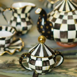 The Coffee Shop|Serveware|MacKenzie-Childs Courtly Check Ceramic Sugar Bowl with Lid
