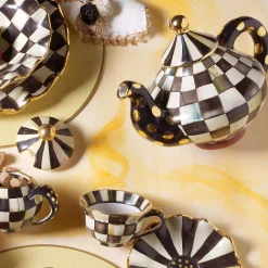 Serveware|Tea Kettles|MacKenzie-Childs Courtly Check Ceramic Teapot