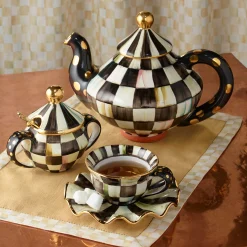 Serveware|Tea Kettles|MacKenzie-Childs Courtly Check Ceramic Teapot