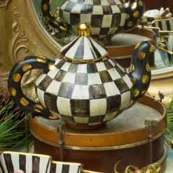Serveware|Tea Kettles|MacKenzie-Childs Courtly Check Ceramic Teapot