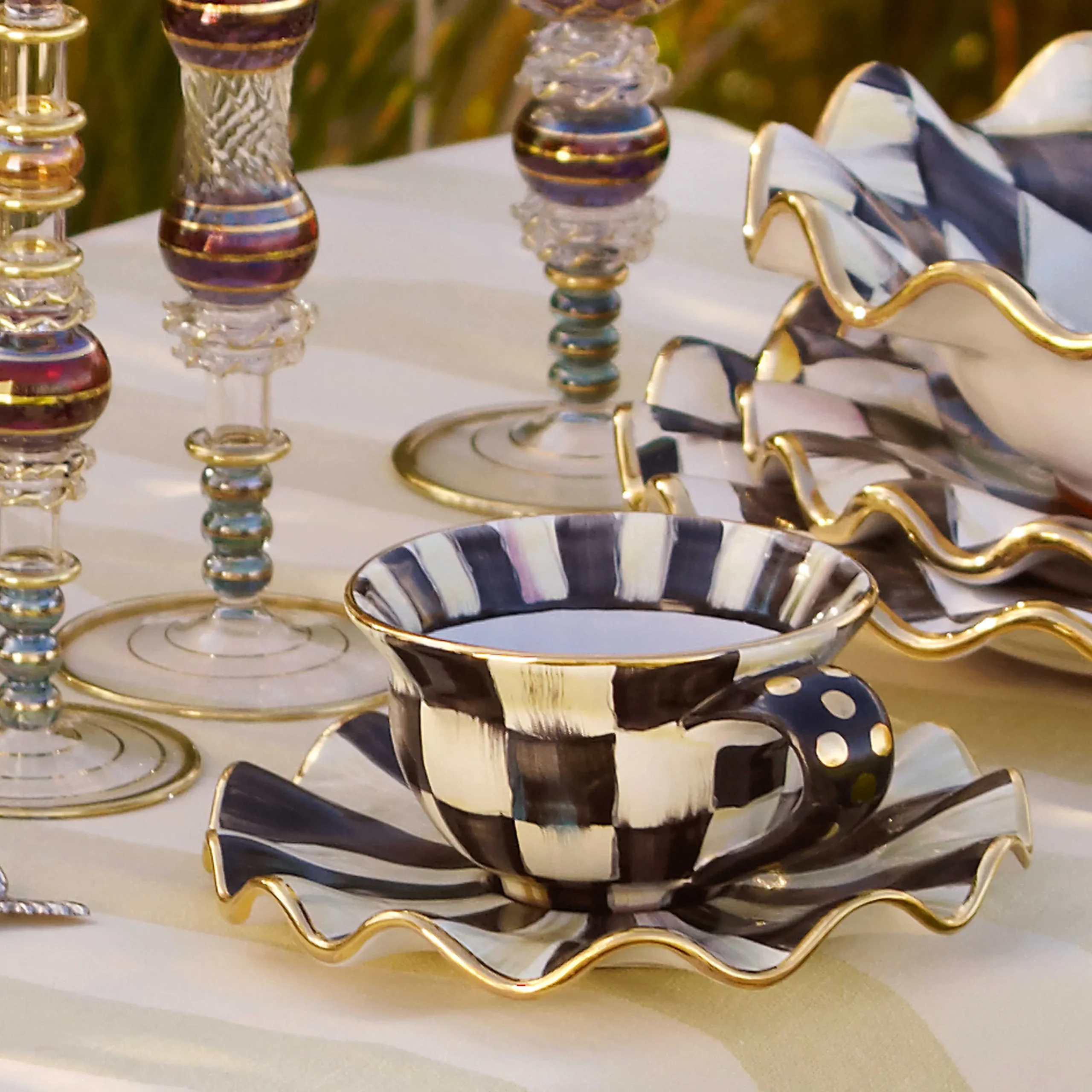 Dinnerware & Flatware|MacKenzie-Childs Courtly Check Ceramic Teacup