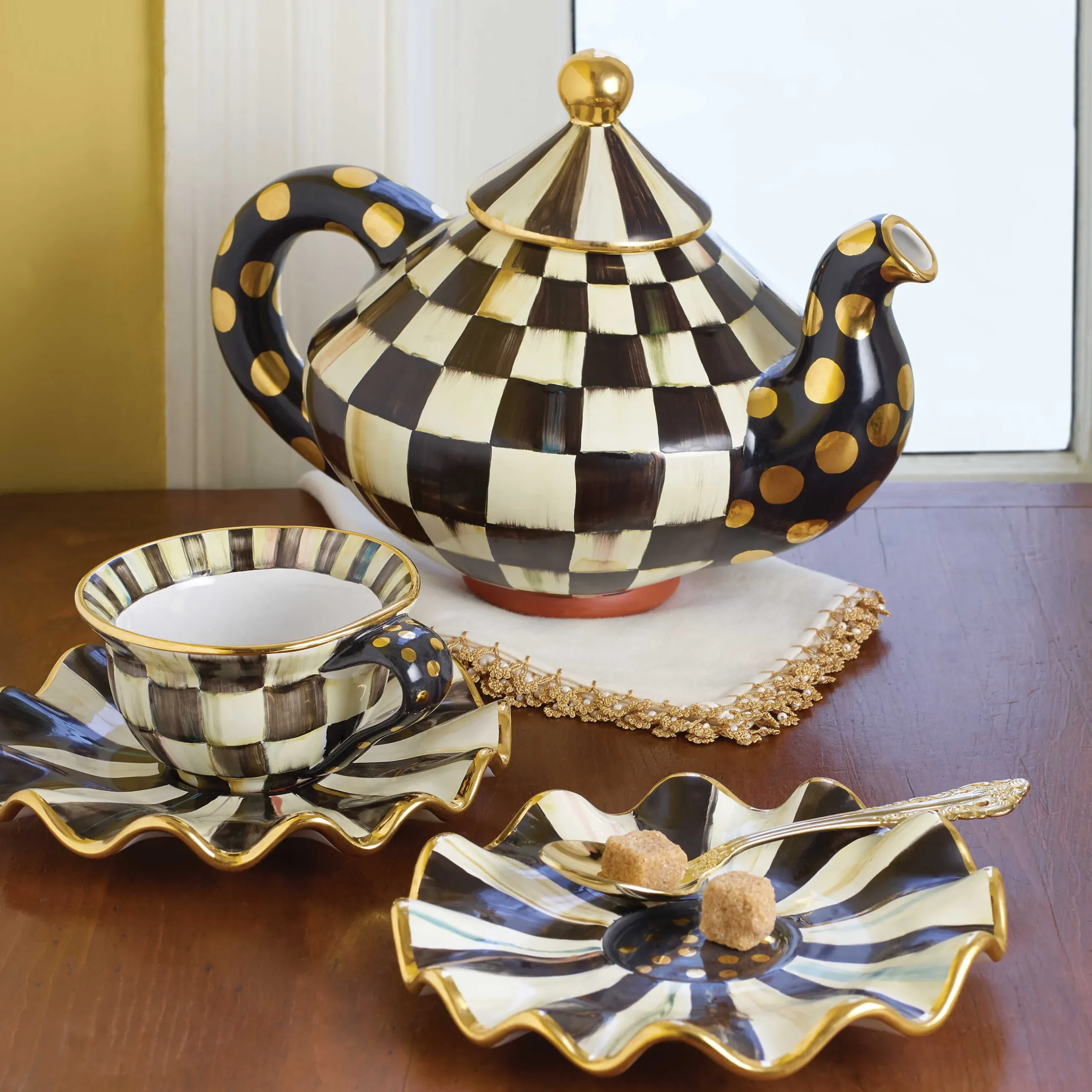 Dinnerware & Flatware|MacKenzie-Childs Courtly Check Ceramic Teacup