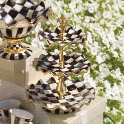 Bar Entertaining|Serveware|MacKenzie-Childs Courtly Check Ceramic Three Tier Sweet Stand
