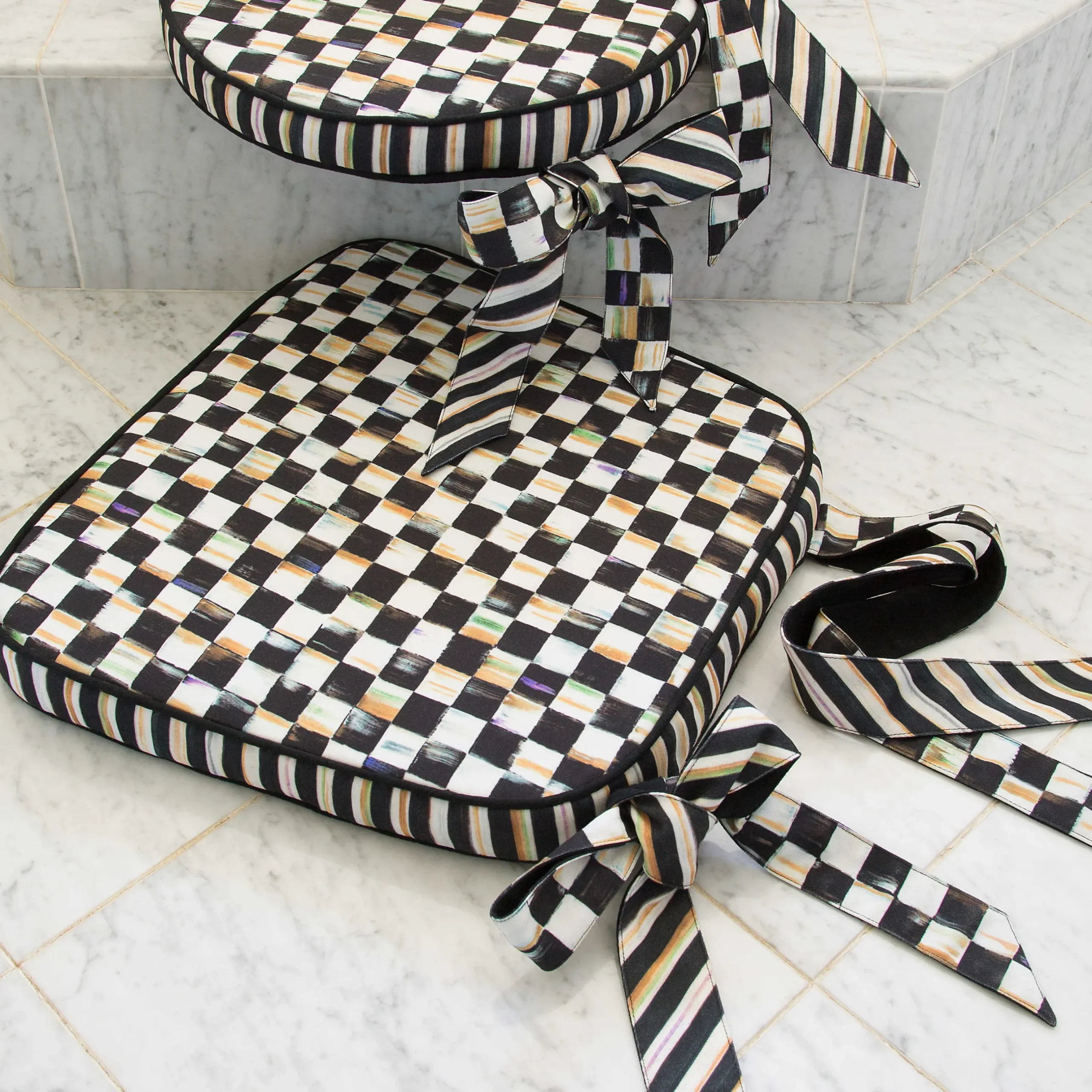 Pillows, Throws, & Cushions|MacKenzie-Childs Courtly Check Chair Cushion