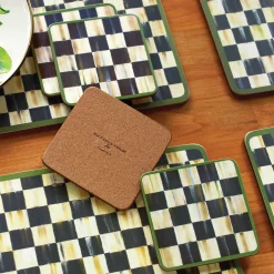 Table Accessories|Kitchen & Table Linens|MacKenzie-Childs Courtly Check Cork Back Coasters, Set of 4