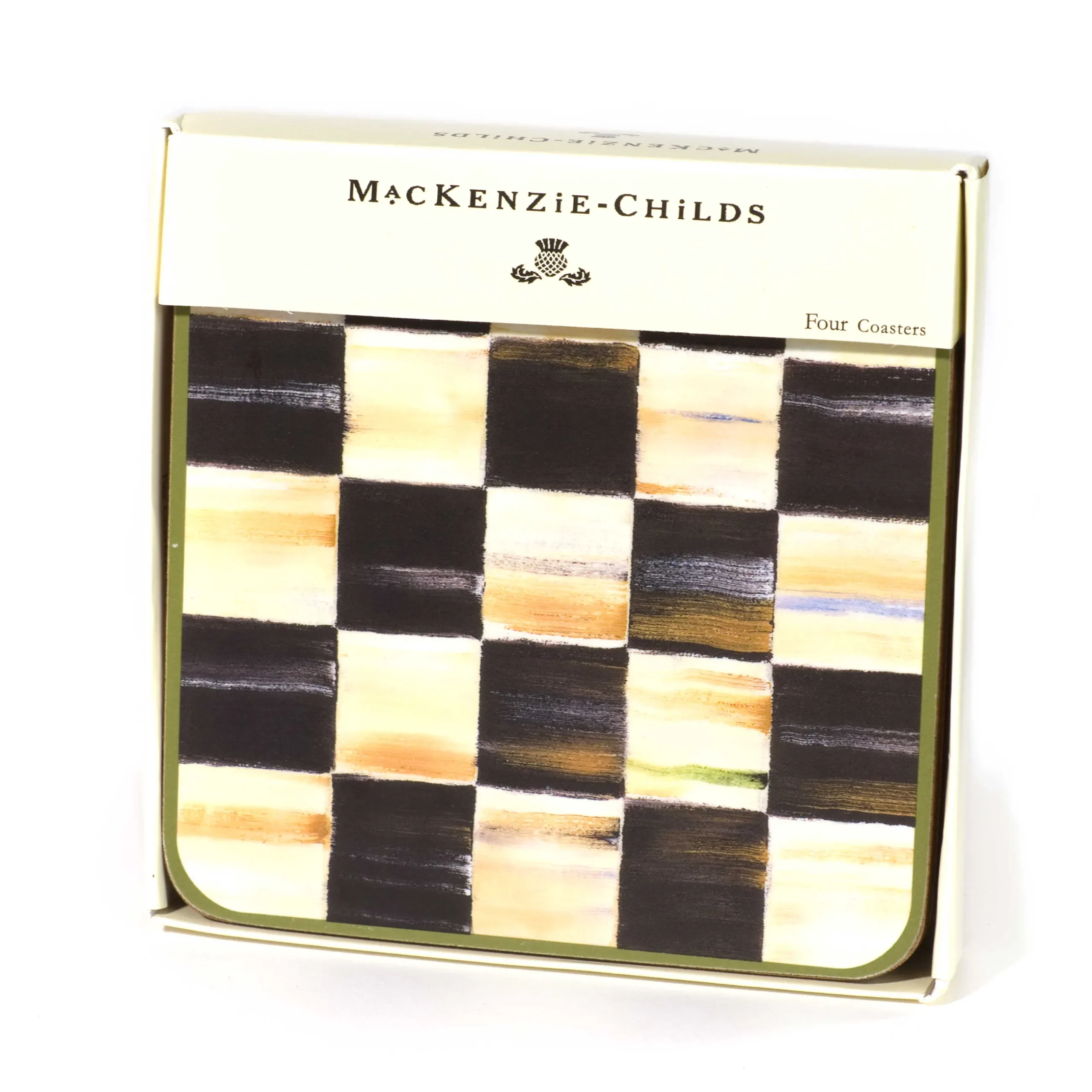 Table Accessories|Kitchen & Table Linens|MacKenzie-Childs Courtly Check Cork Back Coasters, Set of 4