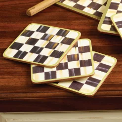 Table Accessories|Kitchen & Table Linens|MacKenzie-Childs Courtly Check Cork Back Coasters, Set of 4